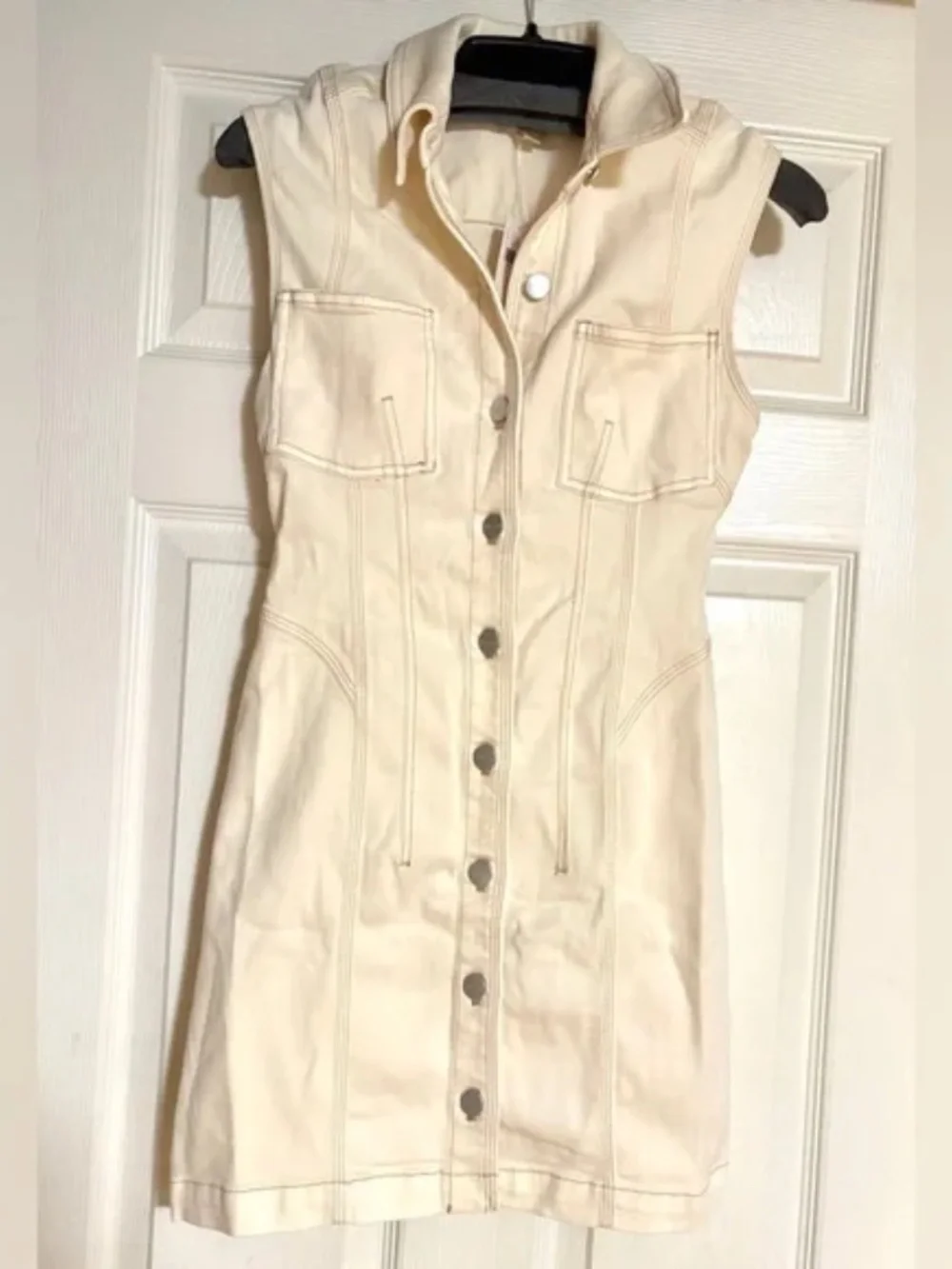 Anthropologie Pilcro Seamed Button-Front Denim Mini Dress - Picture 6 of 7